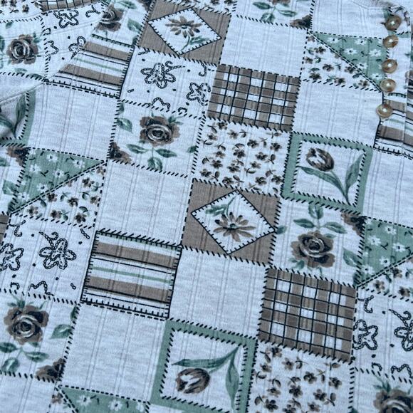 VINTAGE Plaid Floral Button Shirt Size Medium Women’s Cute Basic Elements Y2K - Picture 3 of 9